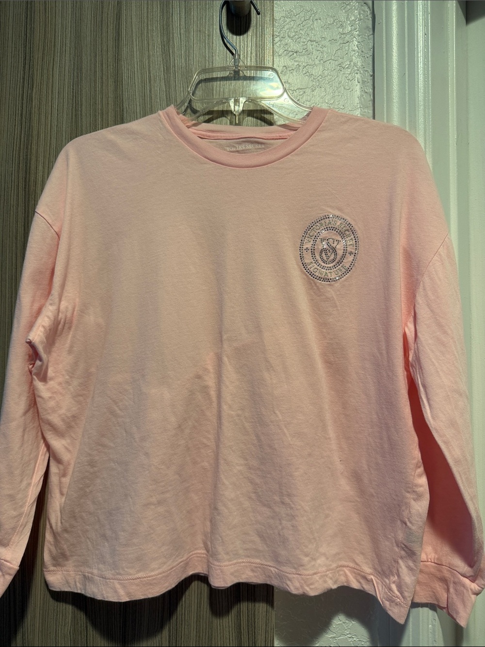 Victoria's Secret Light Pink Long-Sleeve Logo Pajama Tee